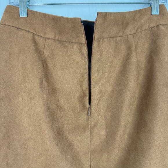 J. Crew Factory Faux-Suede Mini Skirt A-Line Fall Tan Size 6 EUC - Picture 8 of 9